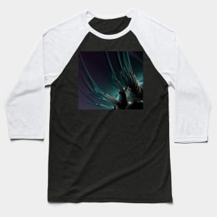 Abstract Mandelbrot Set Fractal Art in Dark Teal Baseball T-Shirt